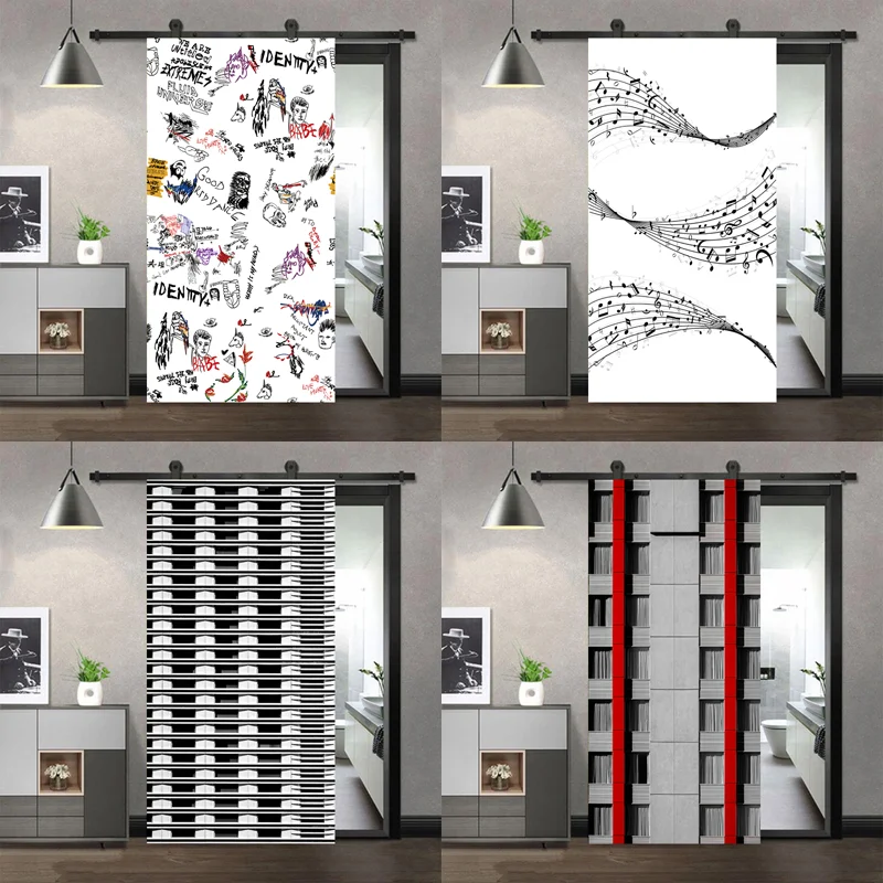 3D Art Pattern Door Sticker Self-adhesive PVC Door Cover Decal Abstract Geometric Mural for Home Decor