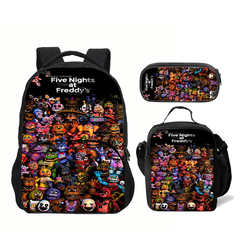 Cartoon Five Nights Child School at Freddys Backpack With Lunch Bags Pencil Bags For Kindergarten,Best Gift For Boys Girls