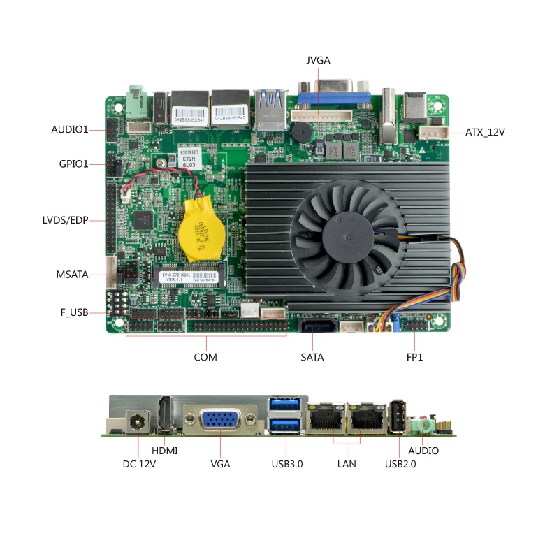 3.5 "SBC إنتل كور i5-6200U جزءا لا يتجزأ من الكمبيوتر الصناعي مجلس واحد 24Bit LVDS HDMI VGA 6 * COM