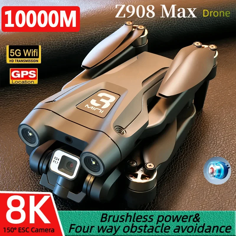 

New Z908 Pro Max Drone Dual Camera 8k Professional Brushless Motor Gps Wifi Fpv Obstacle Avoidance Folding Quadcopter Rc10000m