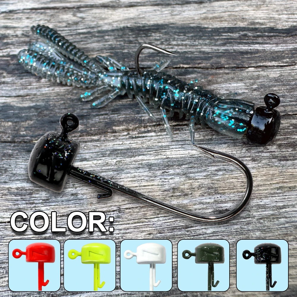 10 pièces/boîte Ned Rig crochets de pêche 2.8g 3.5g 4.6g 7g tête de gabarit champignon pour leurres souples matériel de gabarits outil mince crochet barbelé pointu