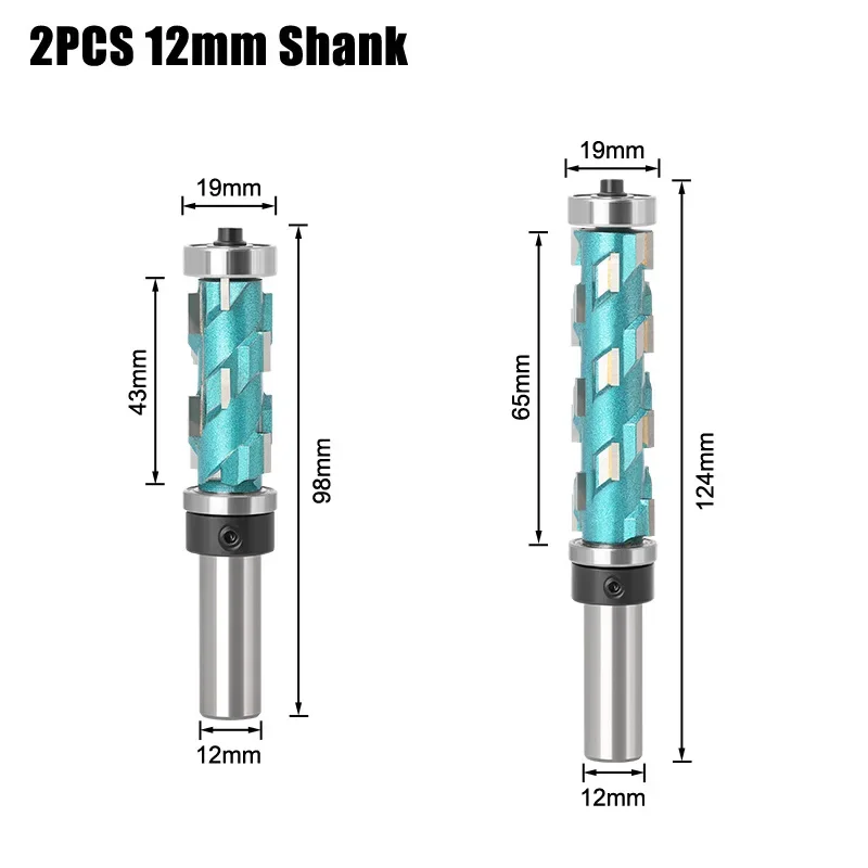 Imagem -05 - Shank Flush Trim Sólido Carboneto Espiral Superior Rolamento Cnc Roteador Bit de Compressão-corte Fresa de Madeira Rosto 12 mm