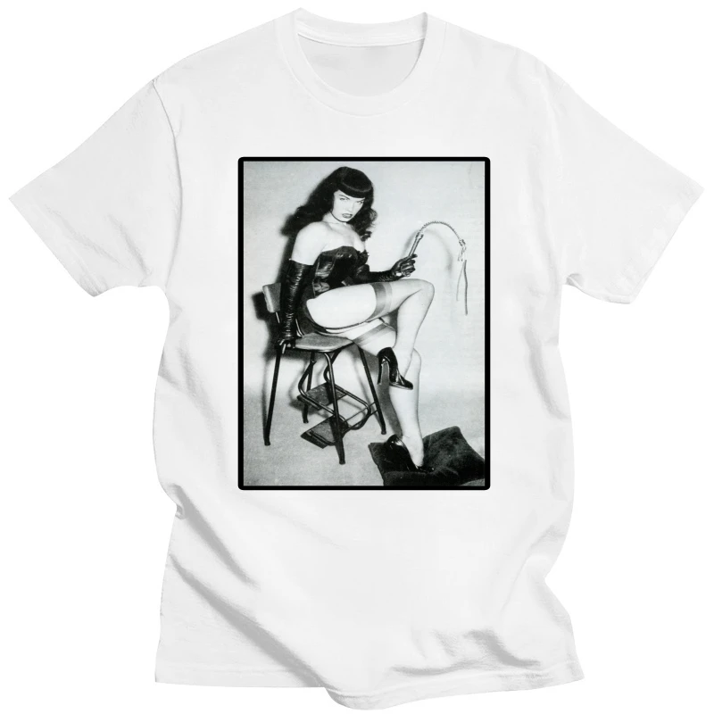 Details about   Bettie Page Fetish Bondage Whip Chair Kinky White Mens Retro Vintage T-shirt Tee