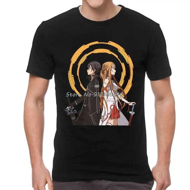 Sword Art Online T-Shirts Men Fashion T Shirts Anime Manga Sao Kirito Yuuki Asuna Tshirt Cotton Tee Tops Streetwear Harajuku