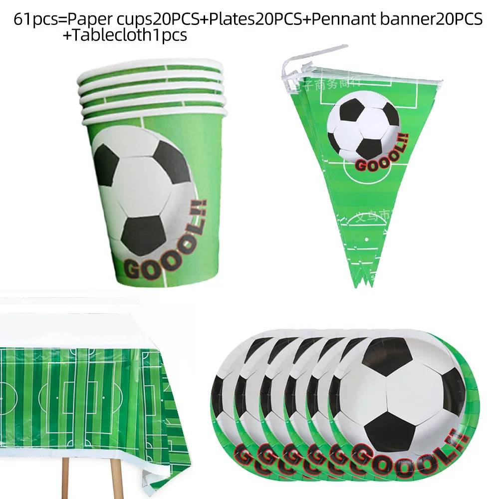 

Green football Themed Birthday Party Supplies Scene Tableware Disposable Birthday Decoration party Atmosphere arrangemen set