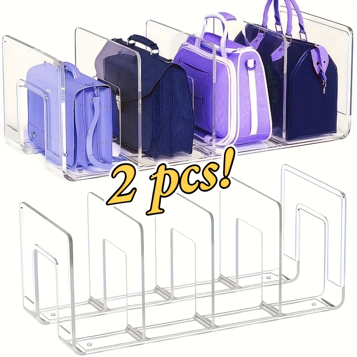 Organisateur de sac, avec compartiments gain de place, solution de rangement compartimentée transparente pour sacs à main, cravates et foulards