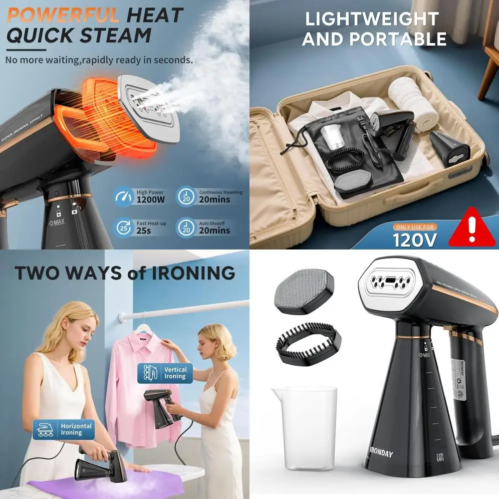 

Портативный ручной отпариватель для одежды и утюг мощностью 1200 Вт, быстрый нагрев, автоматическое отключение, резервуар 350 мл, складной для путешествий и дома