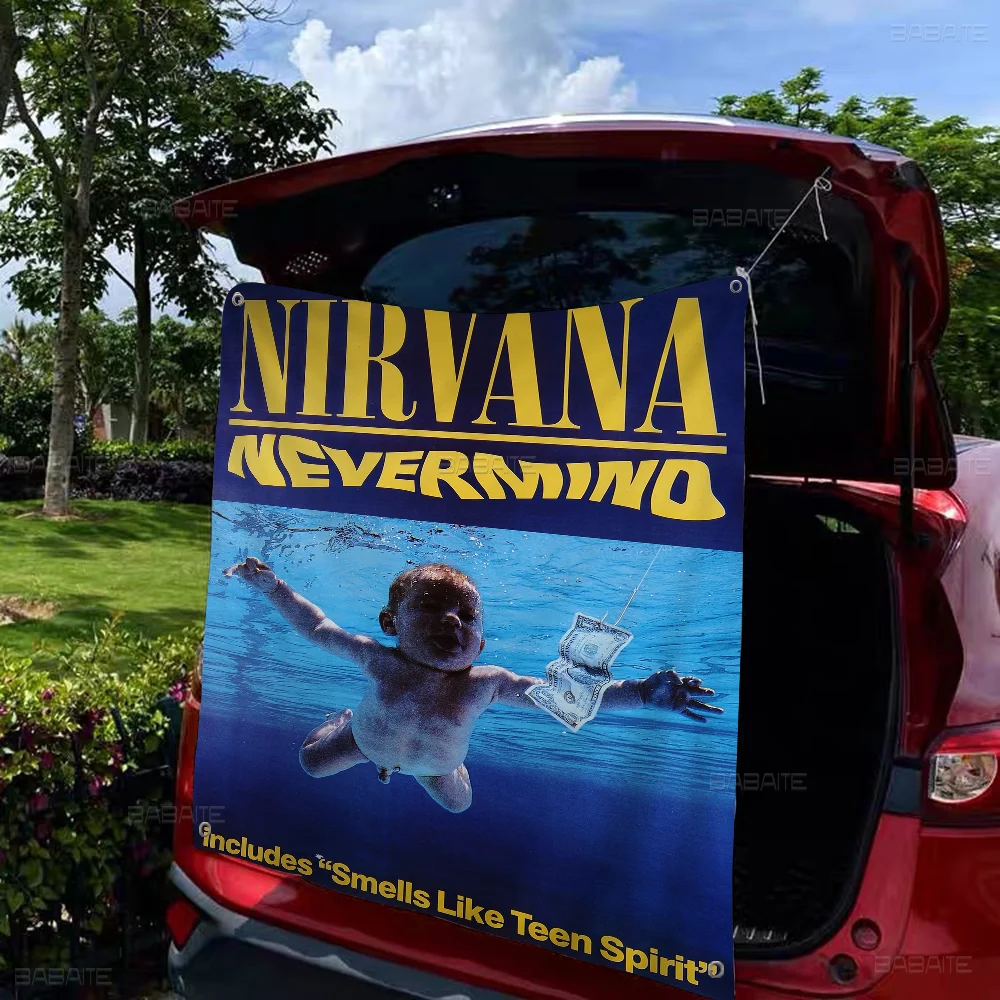 A-N-Nirvana-Rock Band Creative Pattern Hanging Flag Polyester Printed Banner Hand Pulled Flag