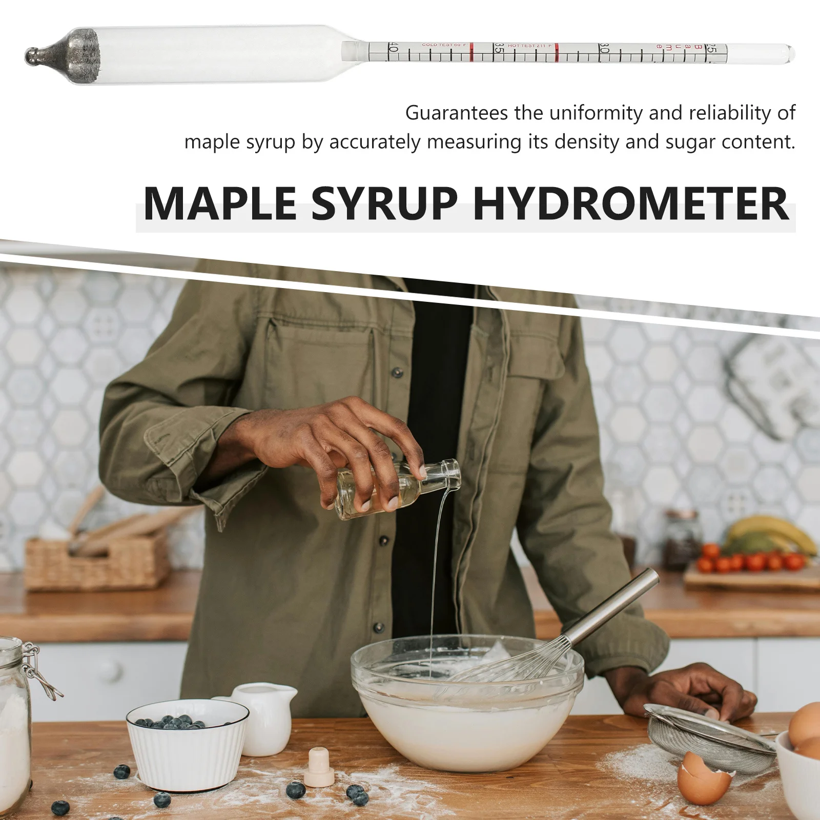 

Glass Maple Syrup Hydrometer Practical Structure Measures Sugar Content Syrup Testing Kitchen Tool Home Hydrometer