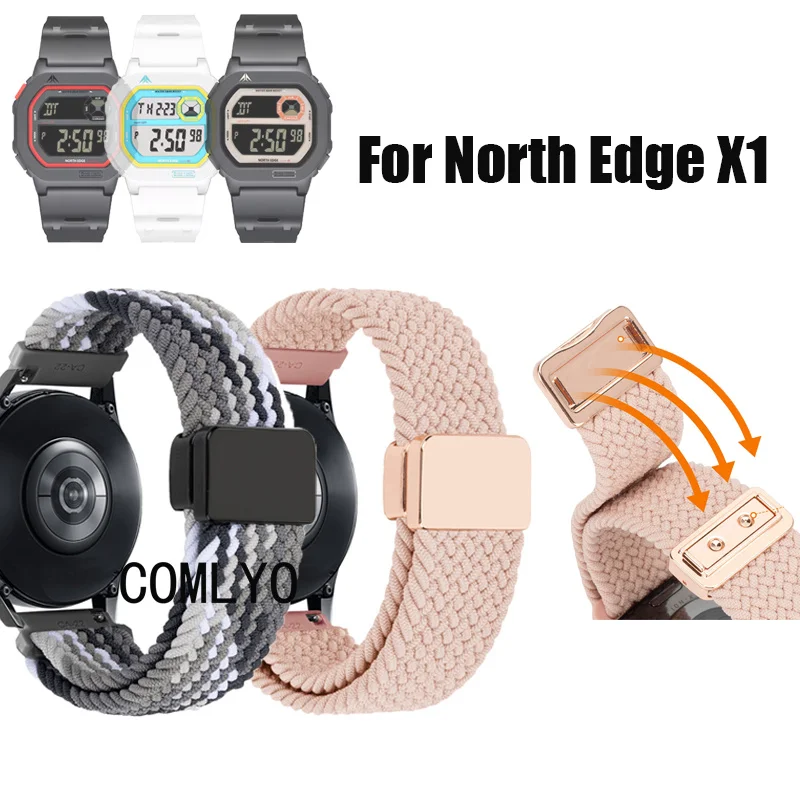 

Для NORTH EDGE X1 ремешок для часов нейлоновая магнитная пряжка мягкий спортивный ремешок 20 мм