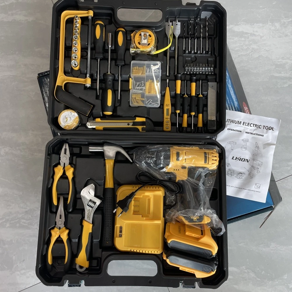 Impact Electric Tools Cordless Brushless Compact Power Drill Home Repair Toolbox Hand Tool Kit