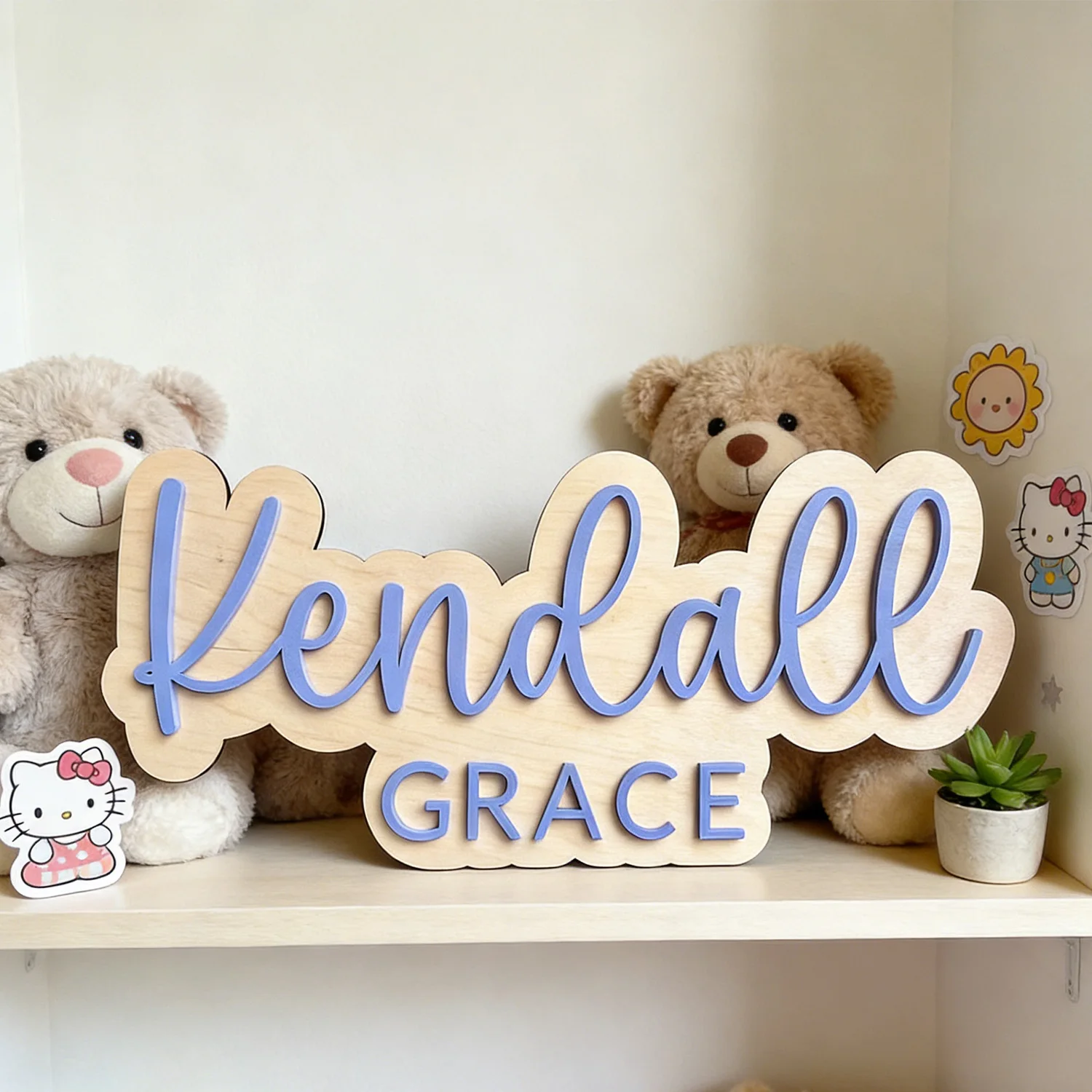 1pc Wooden Double-layer Letter Door Sign, Personalized Children's Room Decoration, Baby Name Identification