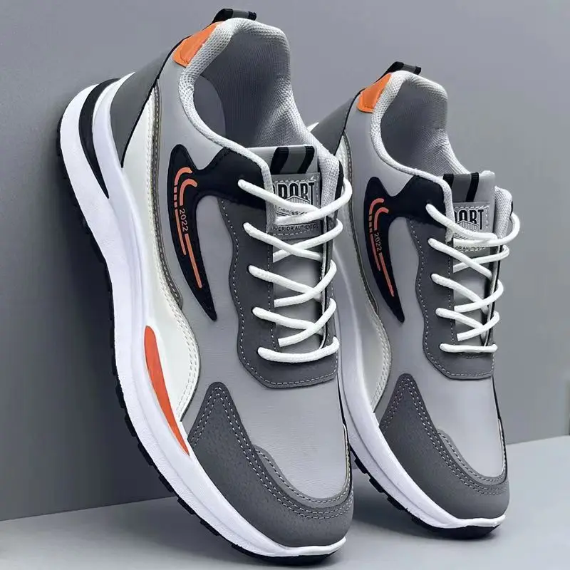 Mesh Sneakers for Men PU Leather Sports Shoes Plus Velvet Men Casual Shoes Male Wear-resistant Mountain Climbing Outdoor Shoes