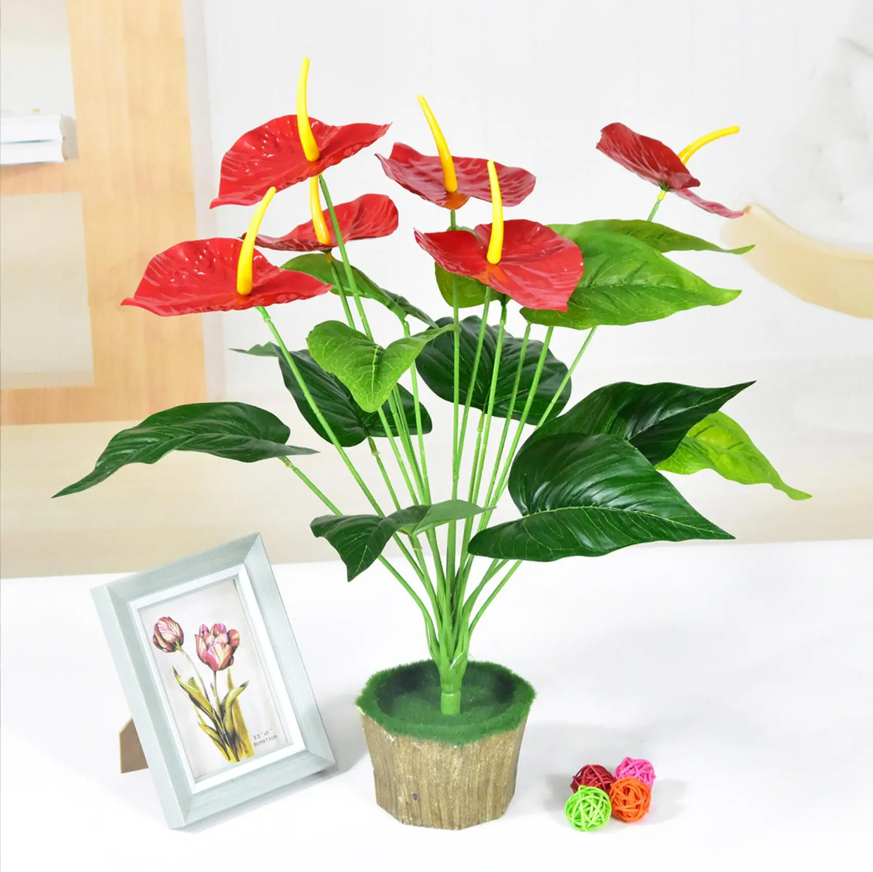 

Artificial household palm leaves anthurium flower greening tree large herb suitable for garden outdoor decoration