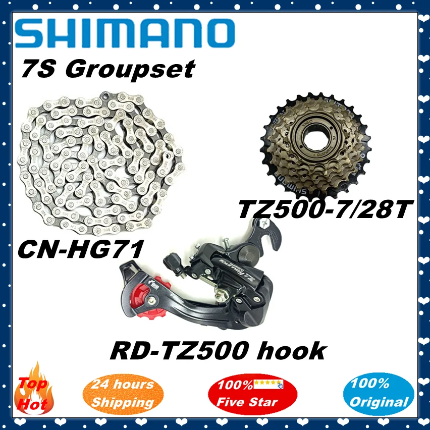 Shimano Tourney TZ500 7 Speed Groupset RD-TZ500 Bike Rear Derailleur TZ500-7 Cassette 14-28T 14-34T CN-HG71 Bike Chain 112L