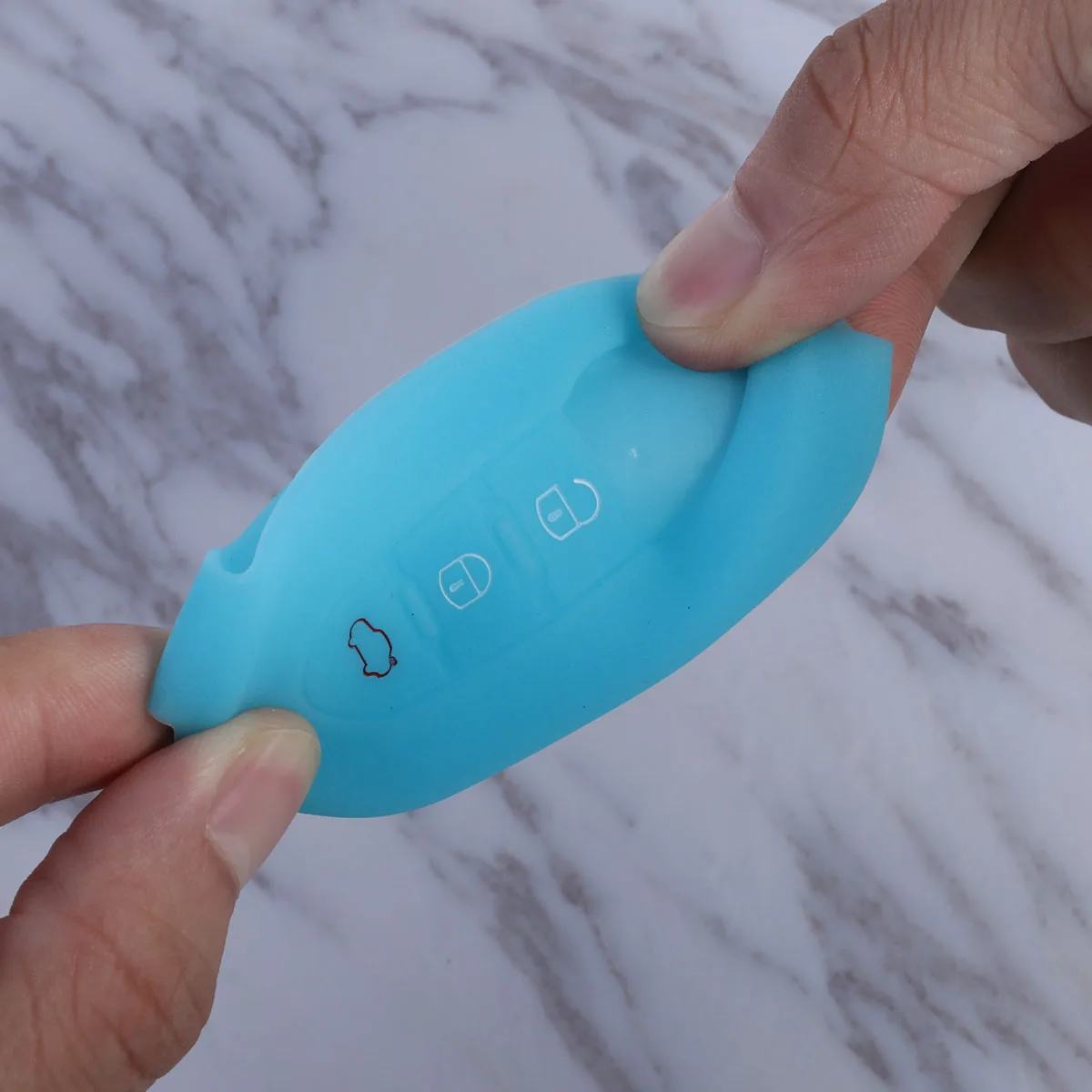 

Silicone 3 Buttons Remote Key Case Cover Shell Car Key Cases Cover Holder Replacement Fit for FIAT 500 (Noctilcent Blue)