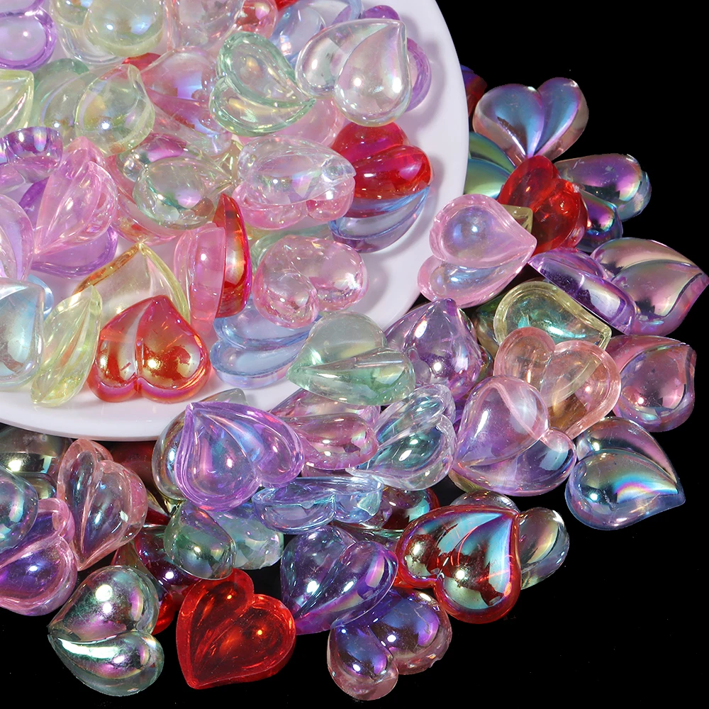 

20pcs Sweet Color Plating Heart Resin Patches Love Shape Flat Back Sticker For Jewelry Making DIY Phonecase Crafts Accessories