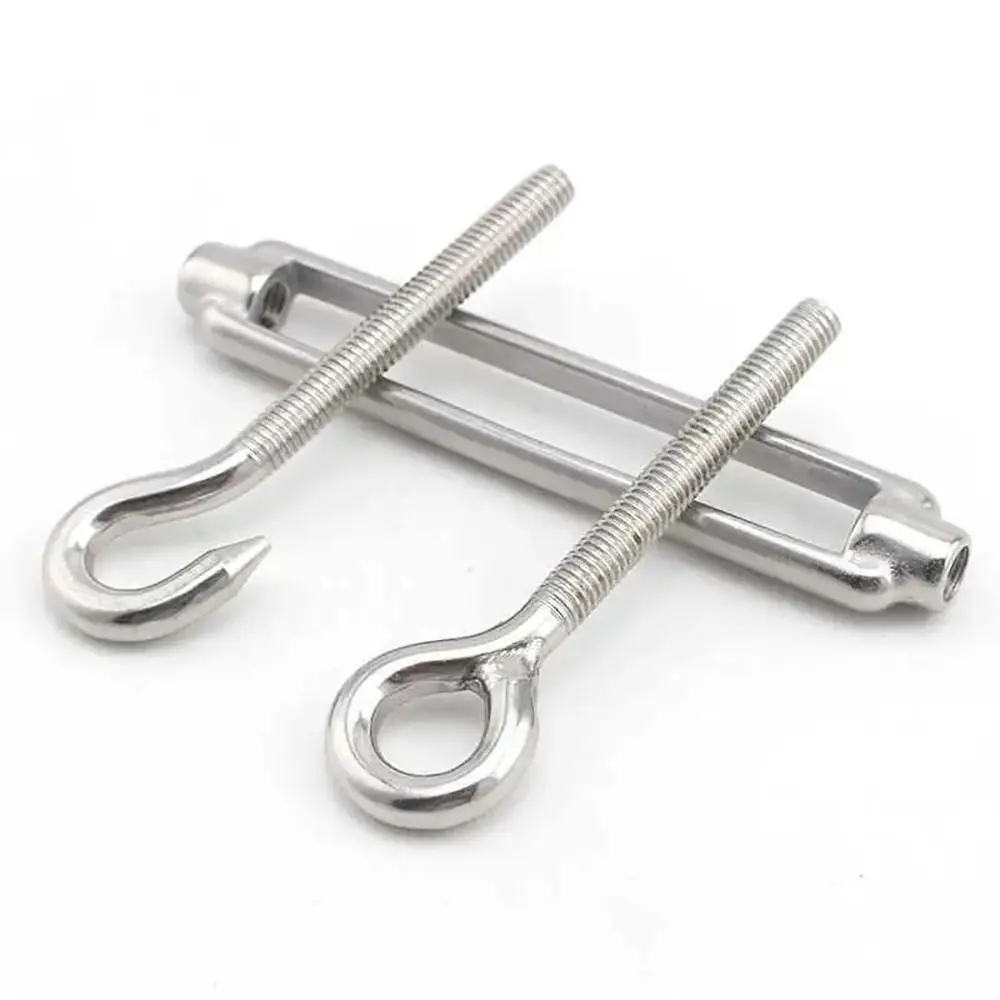 1Pcs Hooks & Eye Turnbuckle Wire Rope Tensioner 304 Stainless Steel M4/M5/M6/M8 Tension Device Line Cable Tension Set