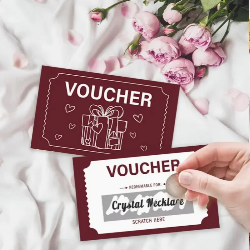 60 Scratch Card Set-DIY Fun Scratch Card Gift Voucher, Wedding/Birthday/Party/Valentine's Day/Event Lottery Card Paper.