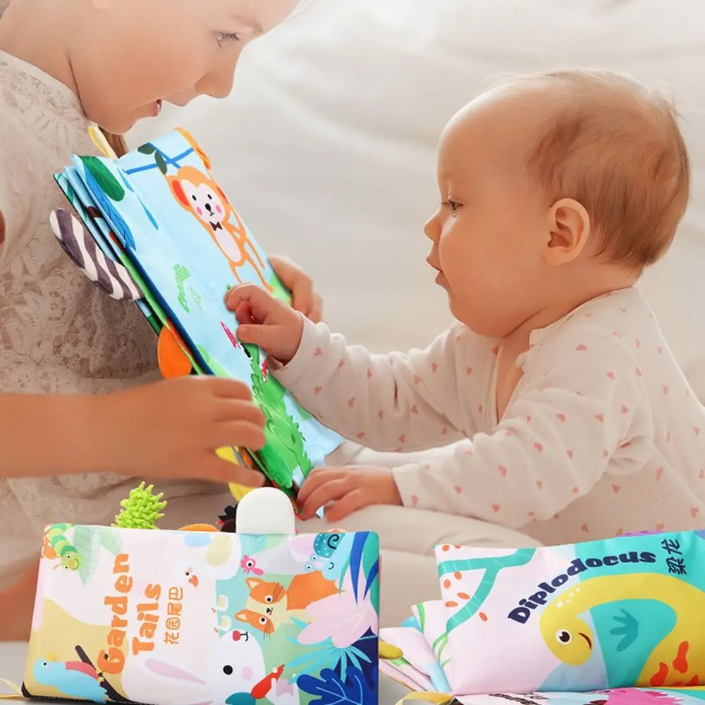 Animals Tail Baby Cloth Book Parent-child Interactive Kids Cloth Book Soft Sound Paper Puzzle Cloth Book 0-36 Months Baby