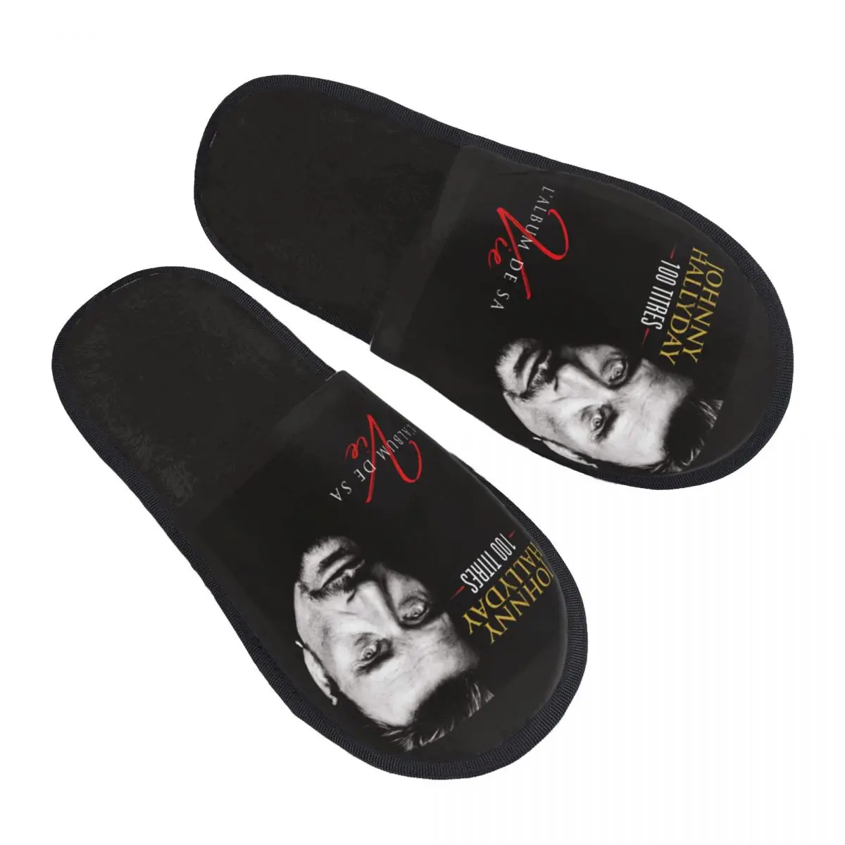 Custom Johnny Hallyday Rock Soft Memory Foam House Slippers Women Singer French France Comfy Warm Anti-skid Sole Slipper