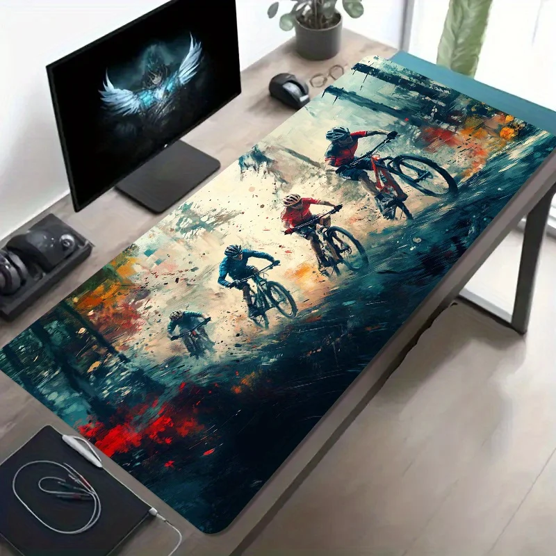 AliExpress Semalam Large Gaming Desk Mat with Mountain Bike Racing Design Non-Slip Rubber Base Mouse Pad Computer Desk Pad for PC Office eSports