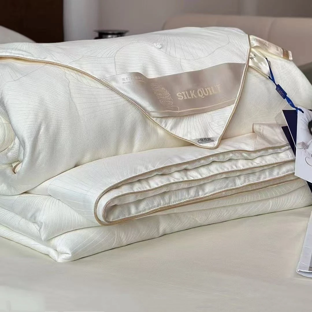 100% Natural Silk Quilt Lyocell Fiber Duvet Queen Size Summer Blanket White Luxury Jacquard Bedding Single Double Bed Comforter