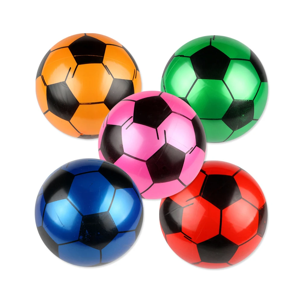 

5pcs Inflatable Football Ball Thick Pvc Easy Inflate Indoor Outdoor Sports Game Bouncing Ball For Children Gift Random