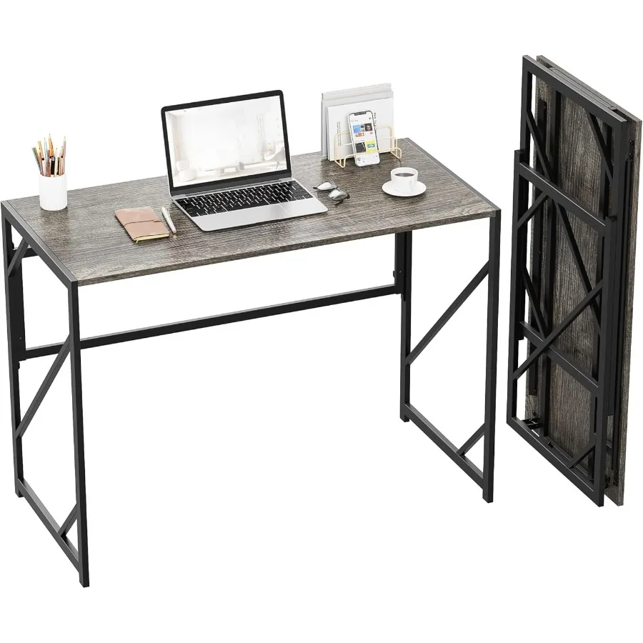 

Folding Desk Writing Computer Desk for Home Office, No-Assembly Study Office Desk Foldable Table for Small Spaces