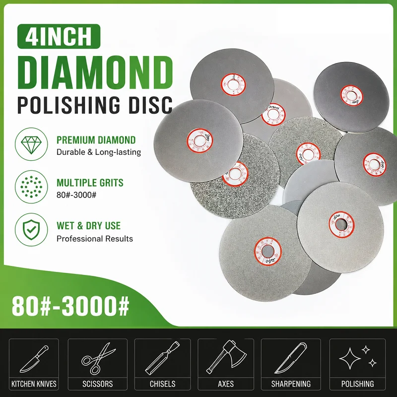 Langlebige diamantbeschichtete Schleifscheibe, 4 Zoll, 100 mm, 80–3000 Körnung, Schleifrad, Holzbearbeitungs-Polierwerkzeug, Einzelpackung