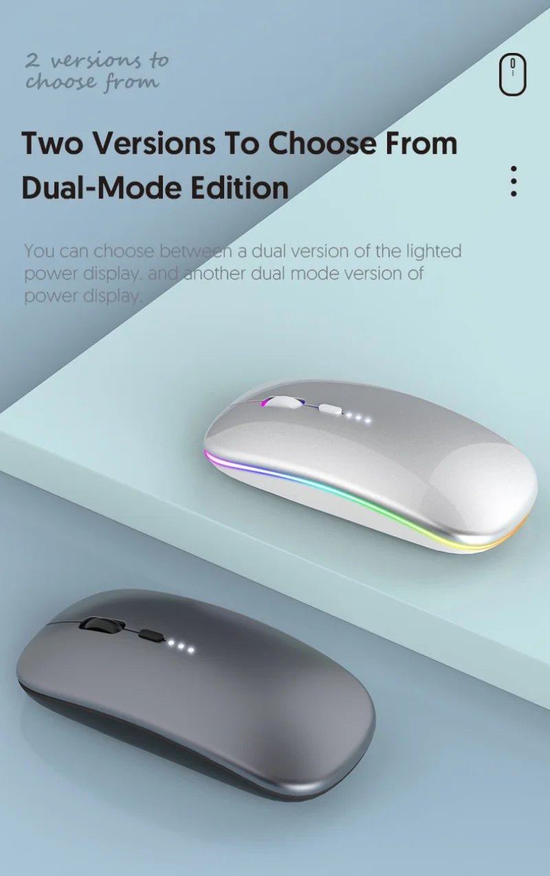 Ratón inalámbrico recargable silencioso retroiluminado con LED ratones PC portátil ordenador Mous 2,4 Ghz receptor Bluetooth modo Dual ratones ópticos