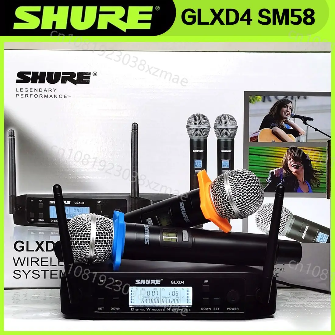 Shure GLXD4 SM58 Wireless 2 Handheld Microphone UHF Dynamic Professional Party Stage Karaoke Microphone GLXD4 SM58 Wireless Mic