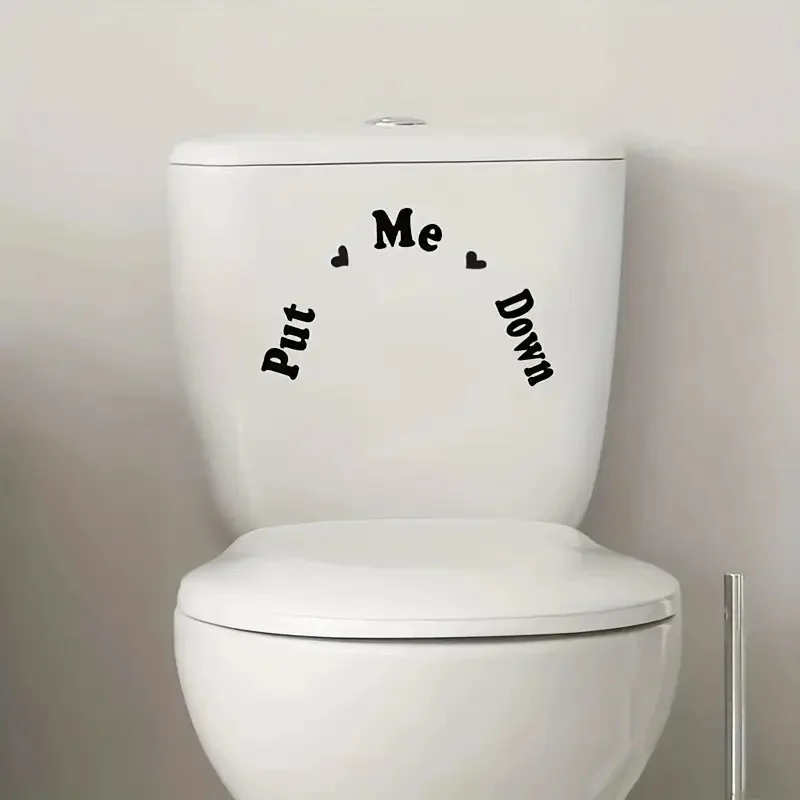 Put Me Down Creative Slogan Toilet Stickers,Self-Adhesive Removable, Reusable Vinyl Decal for Toilet Lid, Bathroom