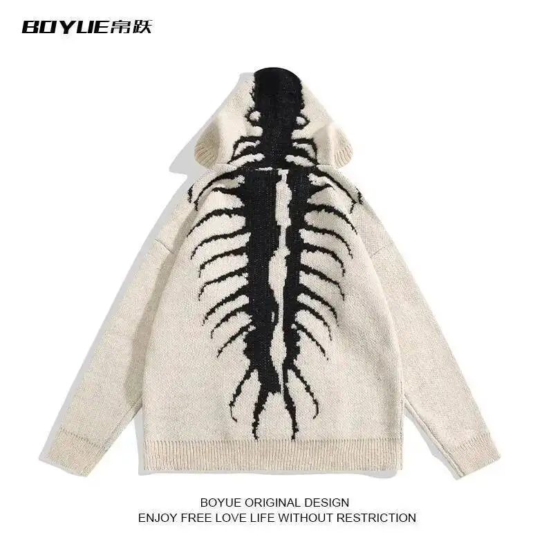 Man Women Sweater Unique Dark Style SweaterTeenagers' Hip Hop Loose Hooded Knitwear Street Fashion
