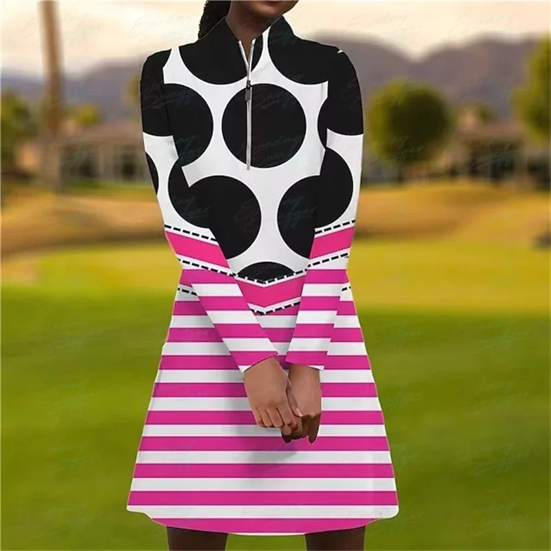 

Minimalist Women's Golf Autumn Leisure Long Sleeve Dress Fitness Comfortable Long Sleeve Dress Outdoor Sports Short Dress