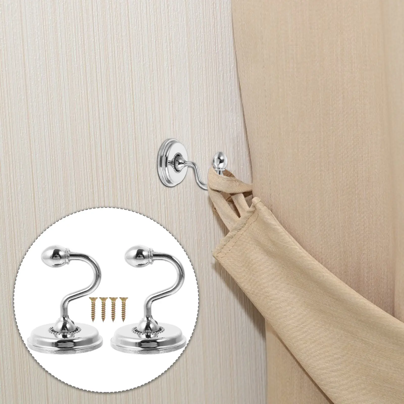 2Pcs Zinc Alloy Curtain Hooks Creative Wall Hooks Practical Household Curtain Accessories for Tub Bathroom Rooms