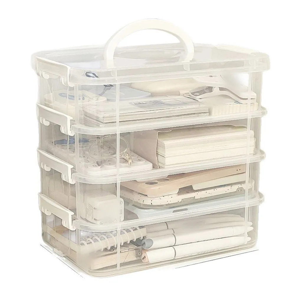 

Прозрачный органайзер для канцелярских принадлежностей с выдвижными ящиками и отделениями, складной, портативный