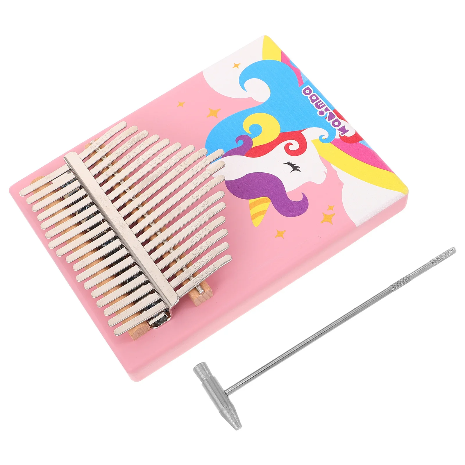 

17-Key Pink Thumb Piano - Wood Kalimba for with Cartoon Finish Ideal for Home School Travel Musical Learning Tool