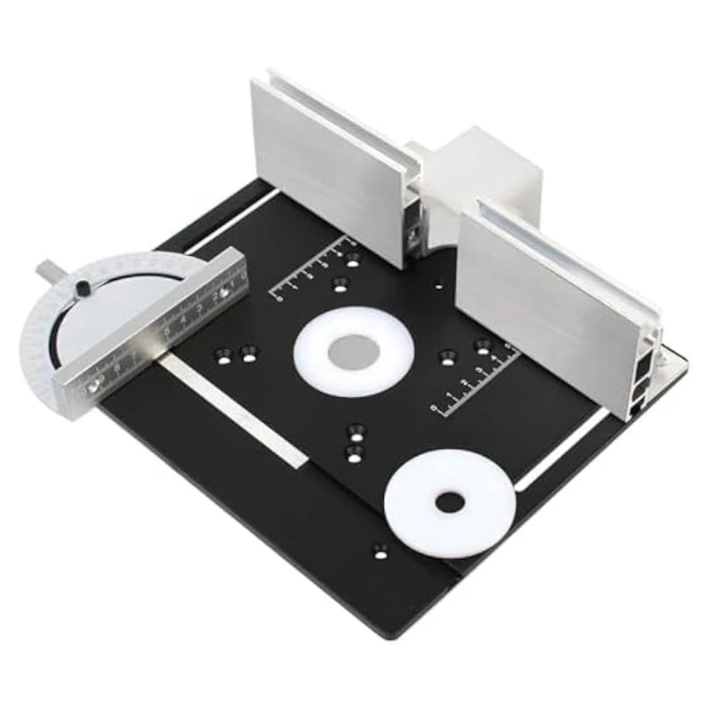 

Router Table Insert Plate, Woodworking Bench Router Flip Plate W/Miter Gauge Guide, Aluminium Fence Sliding Brackets