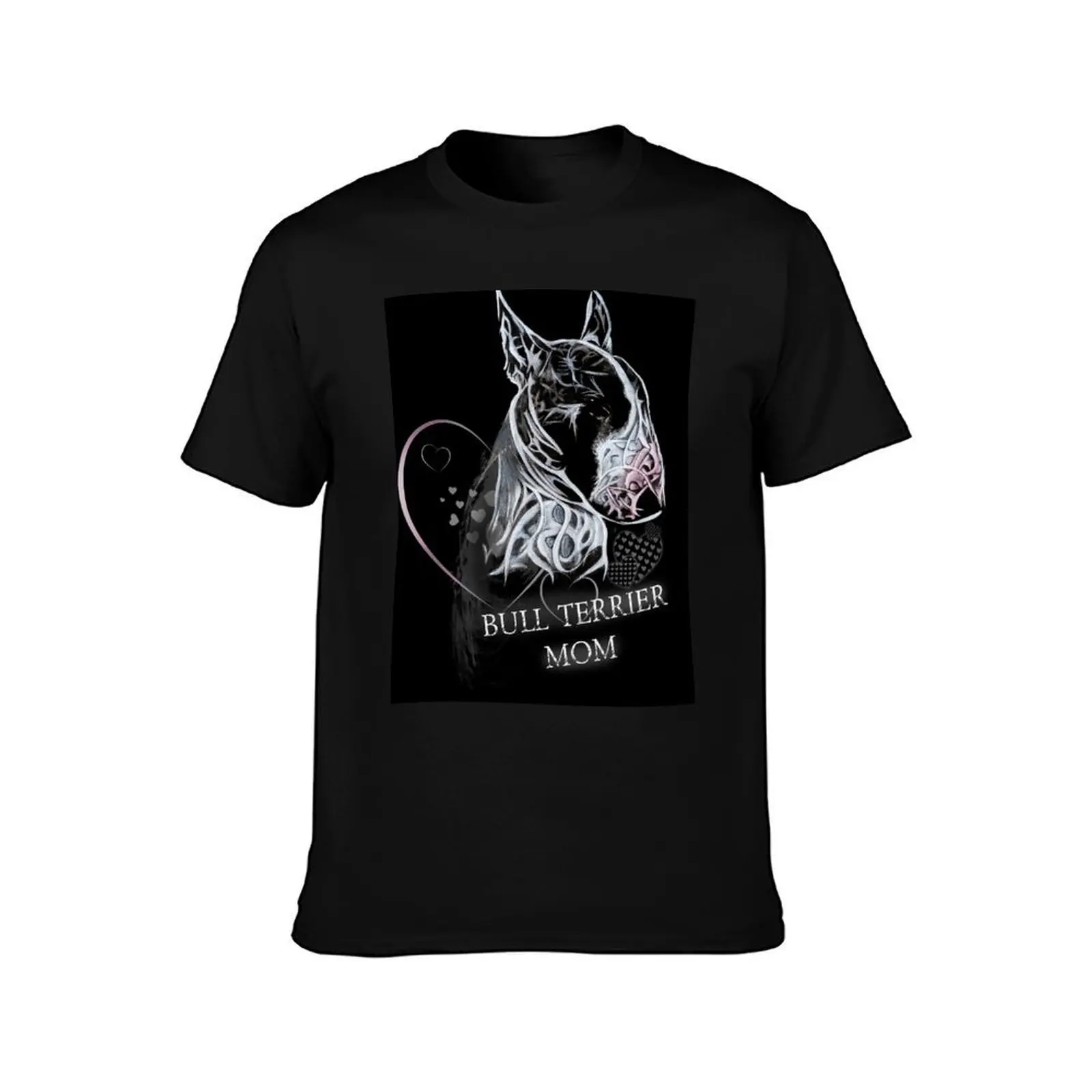 Bull Terrier Mom Portrait Loft and Spiritual Style T-Shirt Basic Short Sleeve for Men T-Shirt