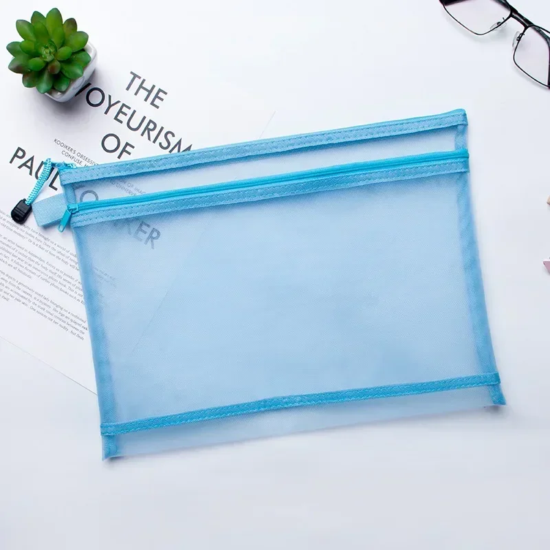 A4 A5 A6 Multipurpose Double Layer Nylon Mesh Storage Bag File Holder Document Bag Student Stationery Test Paper Organizer Pouch