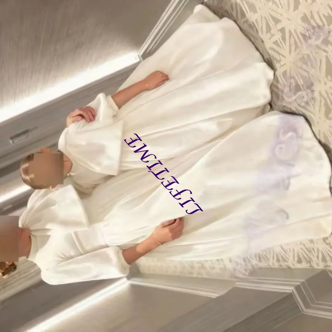 Sukienka dla dziewczynki na wesele z aksamitu w kolorze kości słoniowej, z wysokim kołnierzem, bufiaste rękawy, sukienka dla druhenki, na urodziny dziecka, Pierwszą Komunię Świętą, suknia balowa