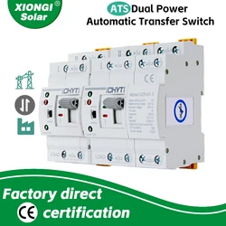 XIONGISOLAR G2R-63 DIN Rail Mini ATS Automatic Transfer Switch-6A~63A 2P 4P 220V Dual Power Selector Switches for Generator