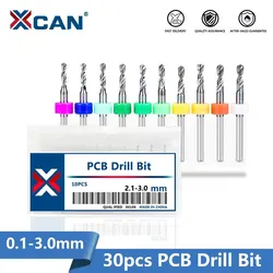 XCAN PCB Drill Bit 30pcs 0.1-1.0 1.1-2.0 2.1-3.0mm Set Micro Gun Drill For Drilling PCB Circuit Board Carbide Drill Bit