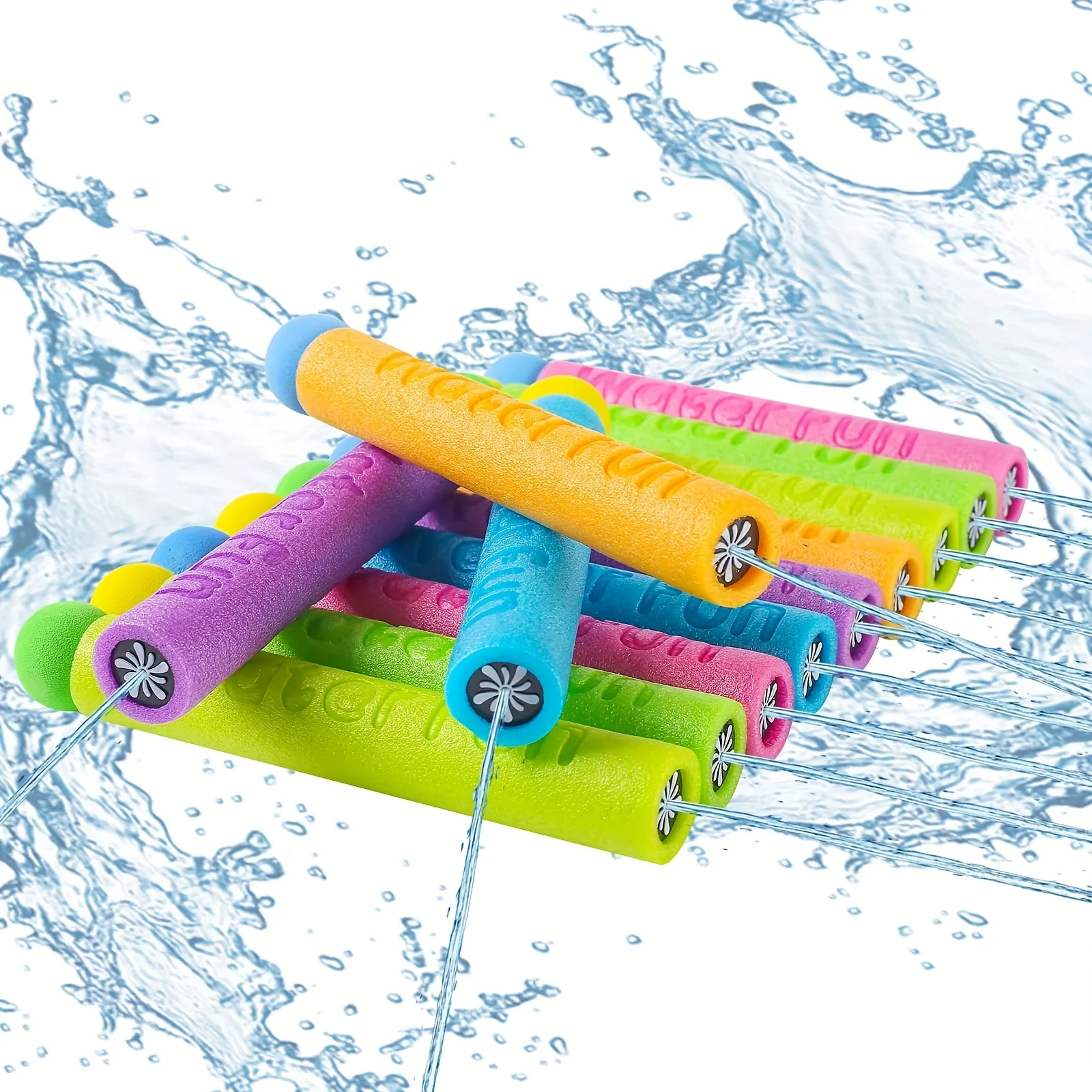 Mini pistolas de agua de cuatro tiradores de 4 piezas, material EVA, juguetes de pistola de agua de espuma para playa de verano al aire libre, adecuados para fiestas en la playa y en la piscina