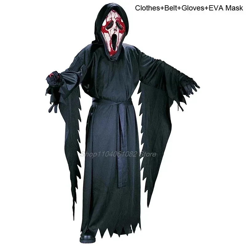 Halloween Children and Adult Dress Up Black Color Scream Costume Dance Party Performance Horror and Scary Cosplay Costumes