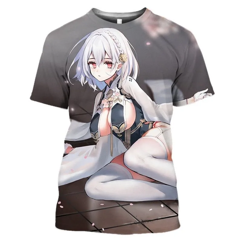 Azur Lane T-Shirts Anime Game Beach Sexy Girls 3D Printed Streetwear Men Women O-Neck Oversized T Shirt Harajuku Kids Tees Tops