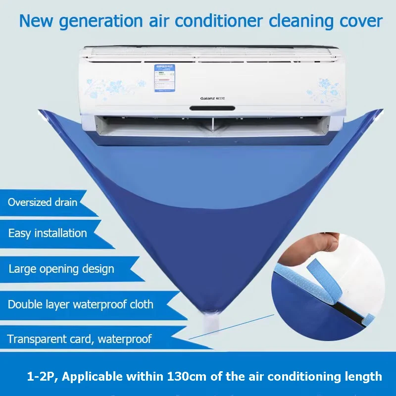 Air Conditioner Cleaning Cover With Water Pipe Waterproof Air Conditioner Below 2P Cleaning Dust Protection Cleaning Cover Bag