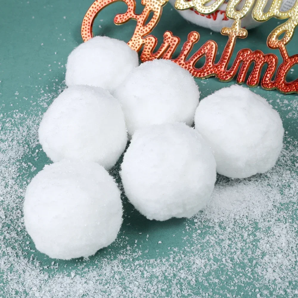 Snow Ball White Fur Pompom Toy Balls Children Kids Play Toys Indoor Outdoor Winter Christmas Xmas Treen DIY Decoration Snowballs