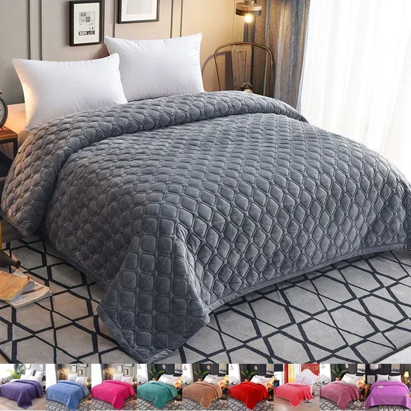 1PC Luxury Solid Color Plaid Jacquard Bedspread Quilted Bed Covers Bedspread Large Size Thickened Anti-Slip Coverlet for Bed